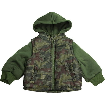 Hooded Winter Vest - iXtreme - Baby Boys Hooded Mock Camo Vest Winter Jacket GREEN / 24 Months