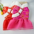 thumbnail image 3 of Dengjunhu Pet Clothes Delicate Cuffs Keep Warmth Soft Texture Thickened Pet Dogs Princess Dress for New Year, 3 of 7