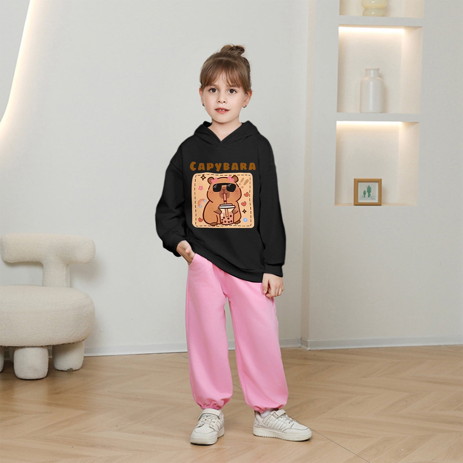 Sweat-shirt Enfant à Col Rond Avec Motif Capybara - Tendance, Confortable Pour L'école - Fille Et Garçon