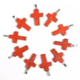 thumbnail image 3 of MATROOY Natural Quartz Crystal Cross Pendant Crucifix Shape Stone Jewelry making-Red Jasper-5PCS, 3 of 4