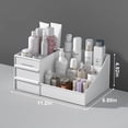 thumbnail image 2 of Makeup Organizer, Cosmetic Desk Storage Box with Drawers Skincare Organizers for Dressing Table, Countertop, Bathroom Counter, Vanity Holder for Brushes, Lotions, Lipstick, Perfume (White), 2 of 7
