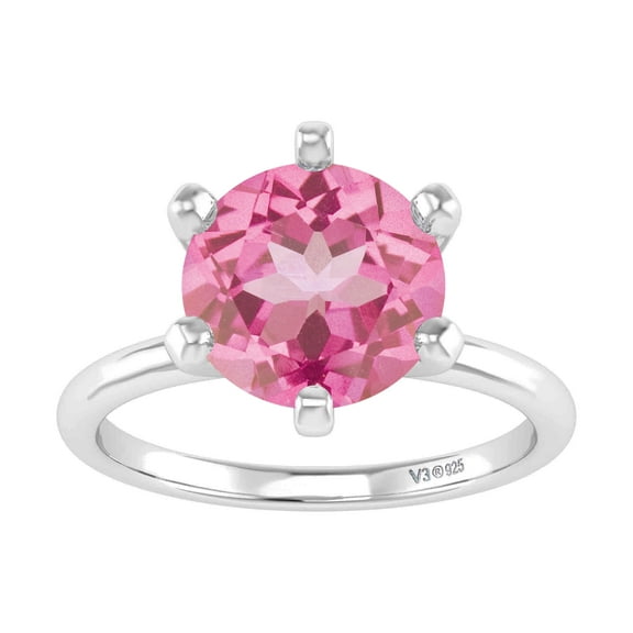 Sterling Silver Pink Topaz Solitaire Ring