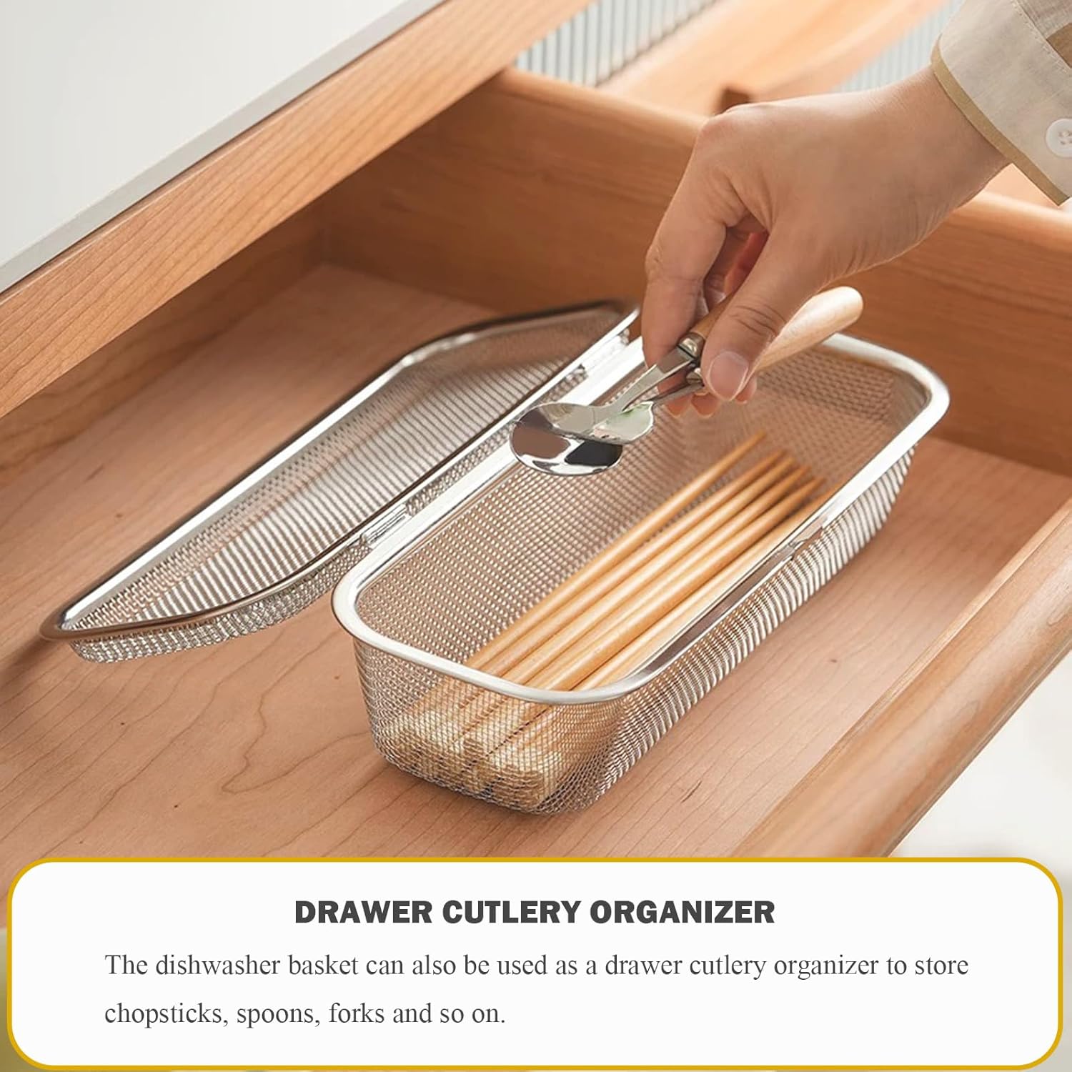 ABPETE Dishwasher Basket, Stainless Steel Dishwasher Basket for Small Items, Dishwasher Chopstick Silverware Basket, Chopstick Holder for Dishwasher