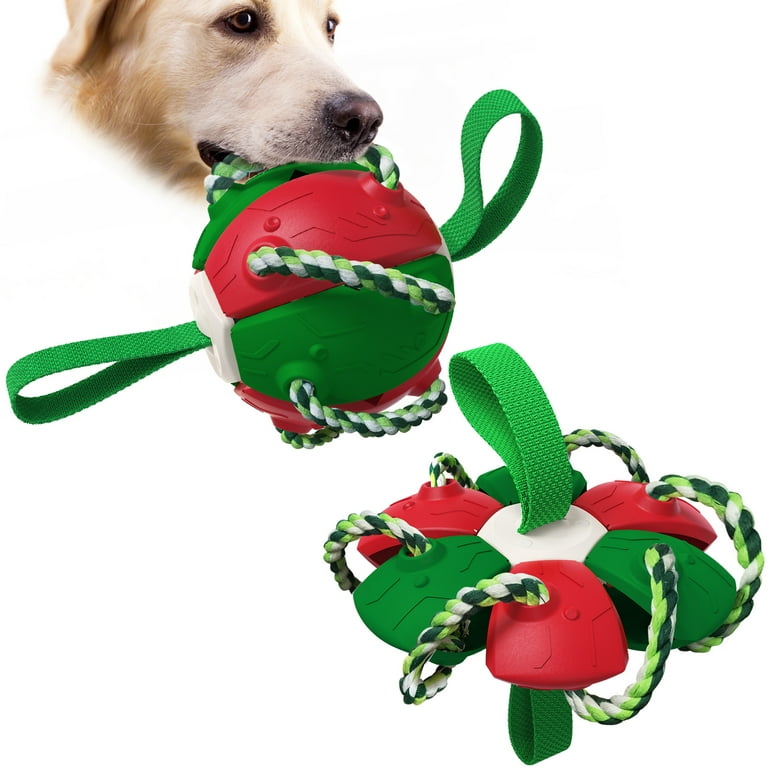 QBLEEV Interactive Dog Ball Toys with Chew Rope, Dog Chew Balls Exercise  Toy Outdoor Dog Tug of War Toys Rebound Flying Ball Reward Toy Dog Training