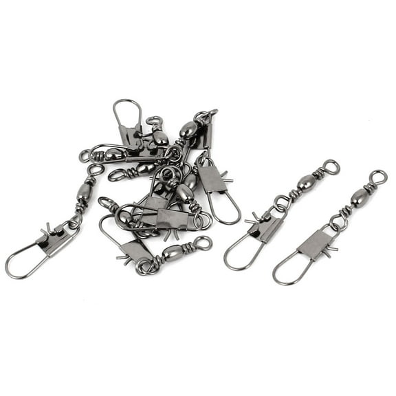 Unique Bargains 12# Fishing Tackle Metal Line to Hook Clip Connector Swivel 12 Pcs