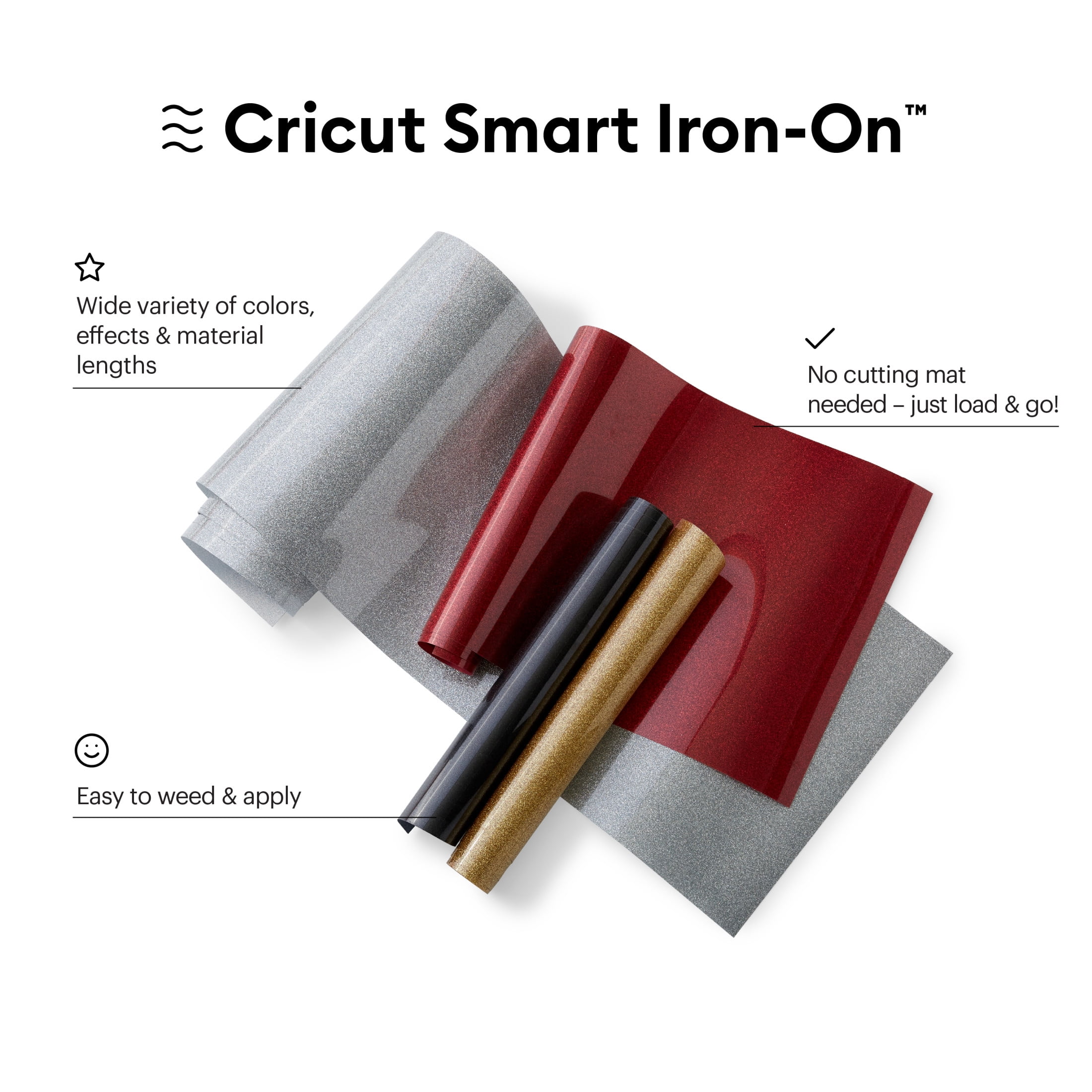 Cricut Smart Iron On Glitter Matless Heat Transfer Vinyl (3ft), 13" x 36", Red