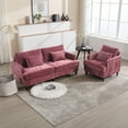 thumbnail image 4 of Newest Mid Century Modern Chenille Loveseat for Small Space & Apartment, with Thick Removable Cushion and Wood Feet, Red, 4 of 13