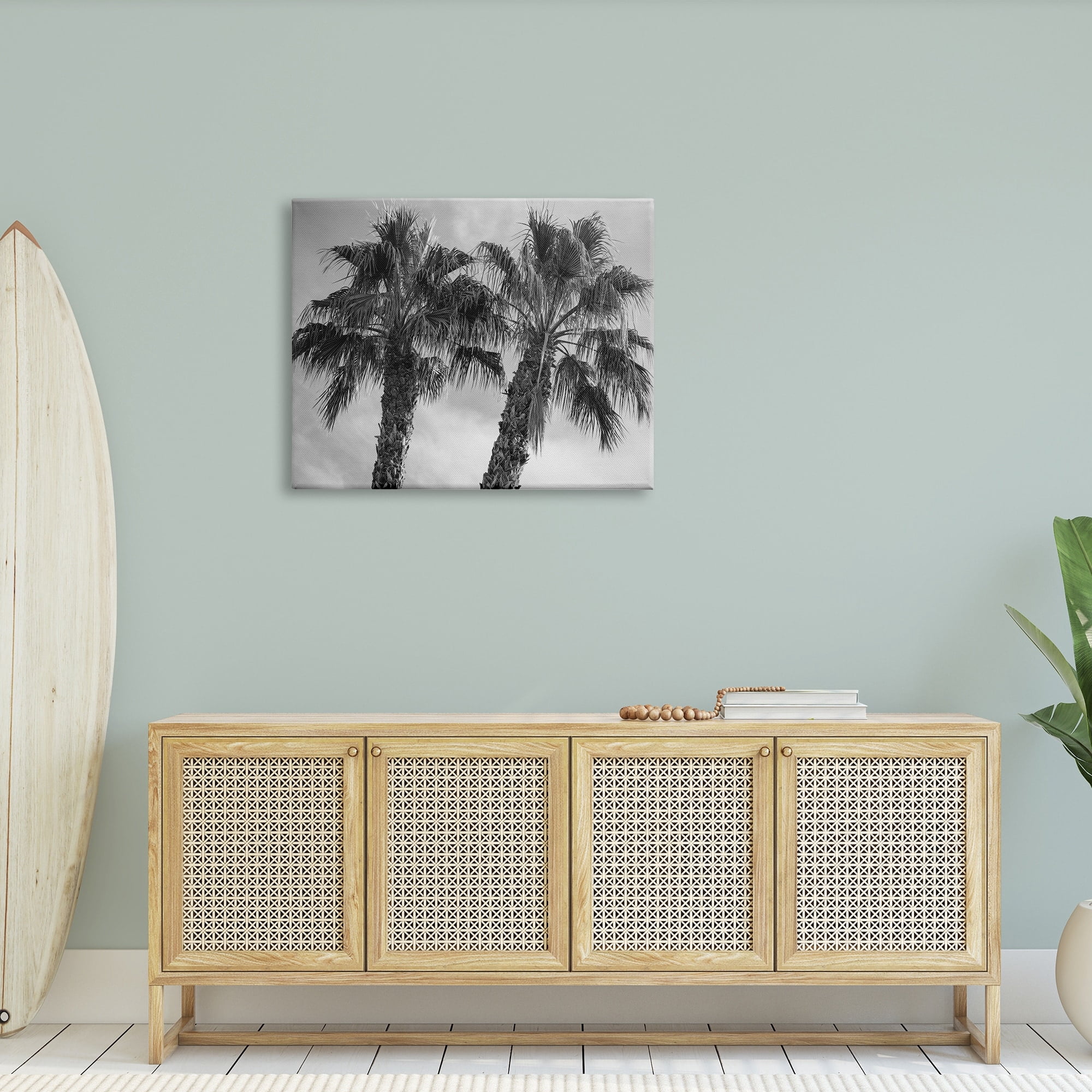 Stupell Industries Tall Tropical Palm Trees Black White Photography, 40 x 30,Design by Matheson