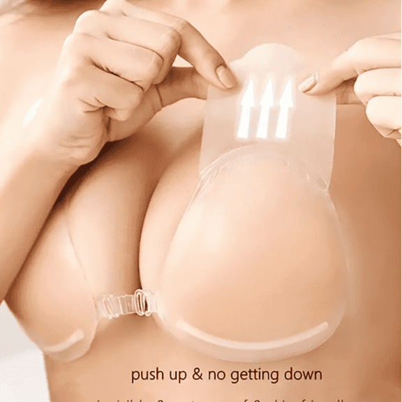 Adhesive Bra Strapless Sticky Push Up Silicone Reusable Invisible Lifting Bra for Women with Nipple Covers
