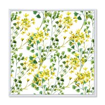 Designart 'Vibrant Yellow Summer Wildflowers On White' Traditional Framed Canvas Wall Art Print