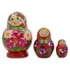 "3.5"" Set of 3 Floral Red Miniature Matryoshka Russian Nesting Dolls"