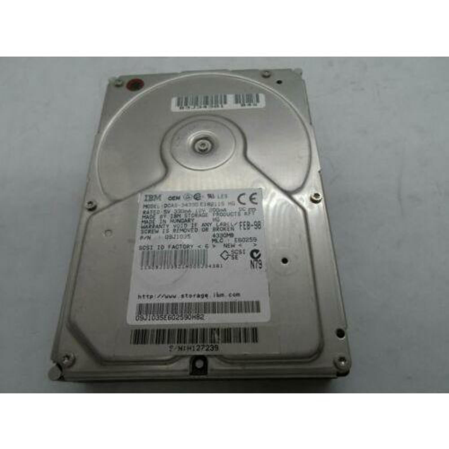 IBM UltraStar 4.3GB 50PIN SCSI Internal Hard Drive HDD 09J1035 DCAS-34330