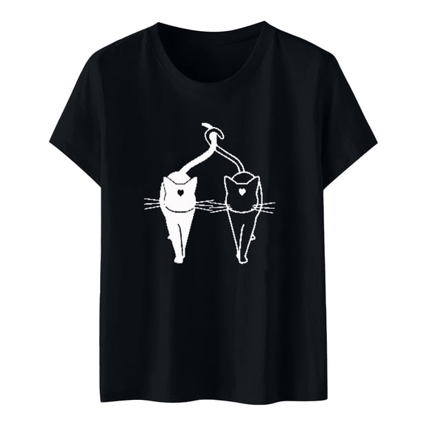 Blusa informal con estampado de manga corta y cuello redondo para mujer Pompotops hfajkhk126051