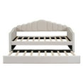 thumbnail image 5 of Twin Size Daybed with Pull Out Trundle, Upholstered Bed Frame for Bedroom, Guest Room & Lounge Room, Beige, 5 of 7