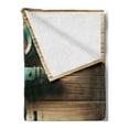thumbnail image 2 of Ambesonne Nautical Fleece Throw Blanket Anchor with Sailing Ship 60"x80" Sand Brown Dark Teal, 2 of 5