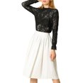 thumbnail image 4 of INSPIRE CHIC Women's Crochet Lace See Through Floral Ruffle Neck Blouse, 4 of 7