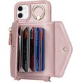 thumbnail image 6 of for iPhone 11 Case Wallet with Strap for Women - Crossbody Lanyard, Zipper Pocket, Credit Card Holder, Ring Stand - RFID Blocking Phone Wallet Case for iPhone 11 (6.1 inch,Rose Gold), 6 of 17