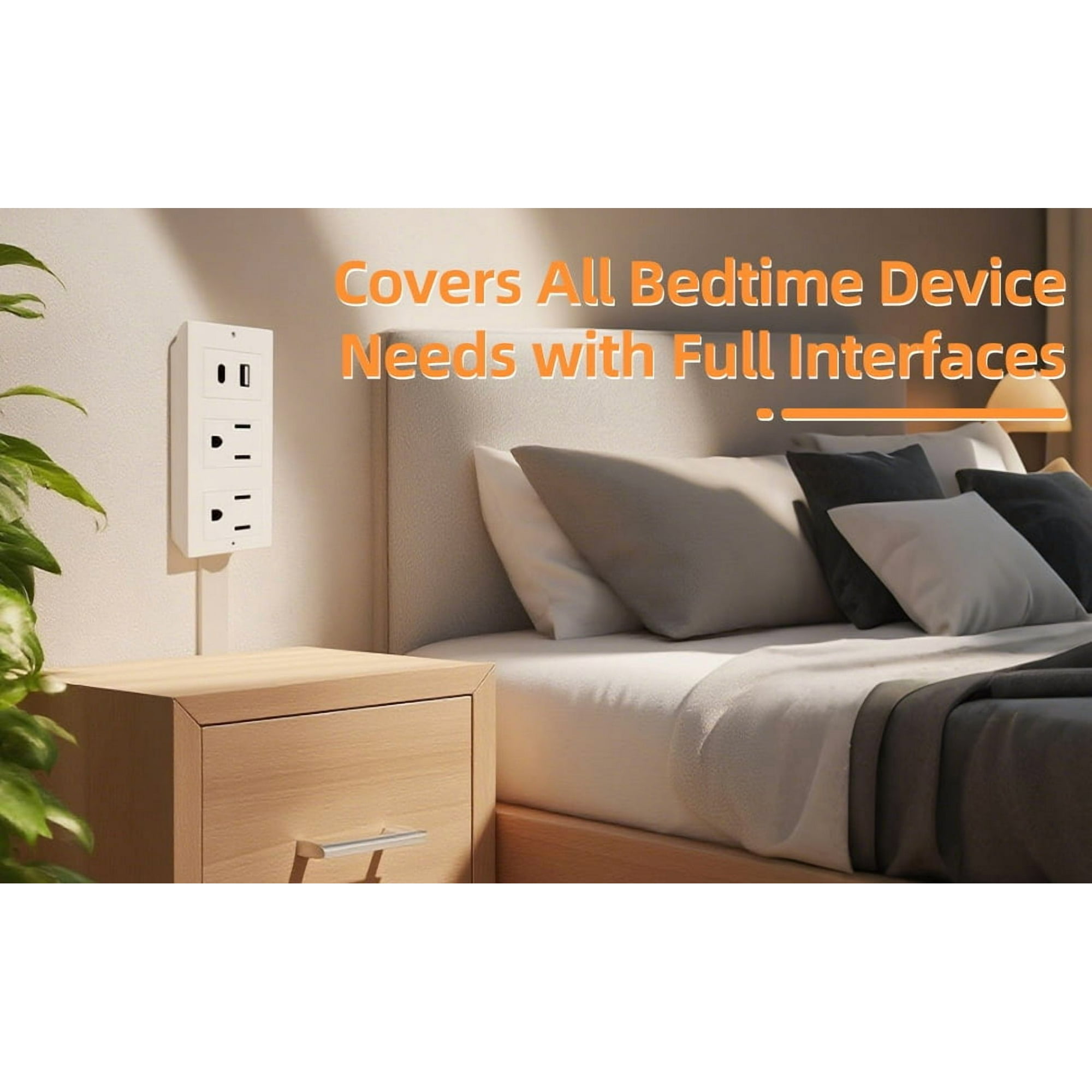 YUJING SUPERLIFE Electrical Outlet Extender Features USB-A USB-C and 2 Ac Outlets Access Hard-to-Reach for Office Home US Plug