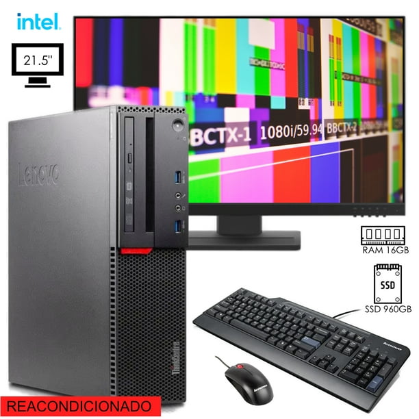 PC CPU Thinkcentre M900 Lenovo Core i5 6ta gen RAM 16GB SSD 960GB monitor 23.8" (reacondicionado)