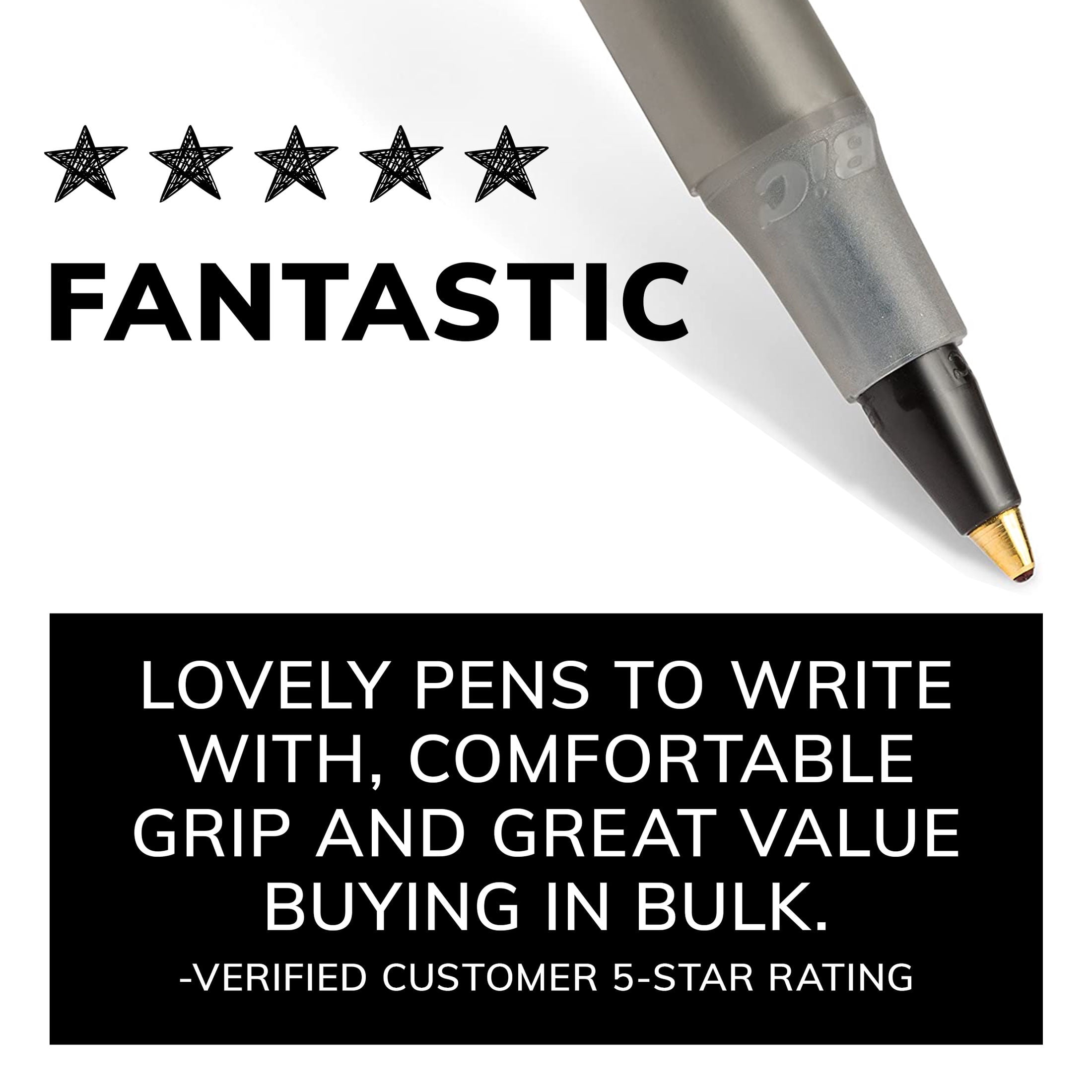 BIC Round Stic Xtra Life Ballpoint Pens, Medium Point, 1.0 mm, Black Ink, 60 Count