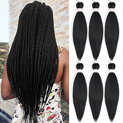 Braiding Hair 20 Inch 6 Packs Pre Stretched Braiding Hair Omber Braiding Hair Box Braids Crochet Hair MIRRA'S MIRROR Crochet Braids (1B) - Braiding Hair 20 Inch 6 Packs Pre Stretched Braiding Hair Omber Braiding Hair Box Braids Crochet Hair MIRRA'S MIRROR Crochet Braids (1B) -