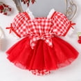 thumbnail image 2 of CAICJ98 Baby Girl Summer Clothes Romper Dress Short Sleeve Plaid Jumpsuit Tulle Skirt Skirt Hem Bodysuit Cute Infant Newborn Outfit (Red,1-3 Months), 2 of 7