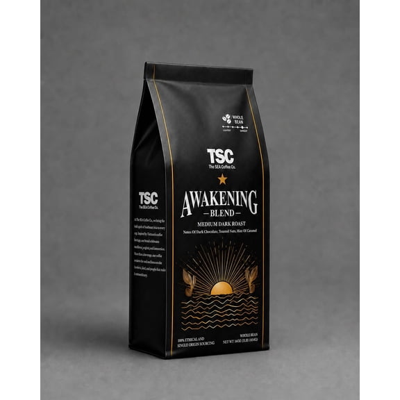 TSC Vietnamese Whole Bean Coffee, Awakening Blend, Medium Dark Roast, Fresh Roasted Specialty Coffee, 1 lb