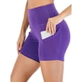 thumbnail image 7 of DODOING 2 Packs High Waist Workout Butt Lifting Yoga Shorts for Women Tummy Control Running Athletic Non See-Through Gym Casual Elastic Short Pants, Black+Purple, 7 of 7