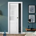 thumbnail image 4 of Slab Barn Door Panel Frosted Glass | Veregio 7339 White Silk | Sturdy Finished Doors | Pocket Closet Sliding-28" x 96", 4 of 5