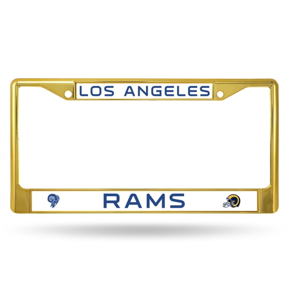 Los Angeles LA Football Rams Gold Color Painted Chrome Metal License Plate Frame