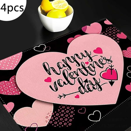 

4PCS Valentine s Day Truck Pattern Stain Proof Tablecloth Placemat round Table Modern Pottery Chargers Pottery Charger Plates End Table round Dinning Table with 6 Placement Mats Dinning Table Set