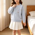 thumbnail image 6 of Nilvkv Cardigan for Girls, Sweaters for Girls, Crew Neck Button-Up Knit Cardigan with 3D Bee Applique for Spring and Fall Wear Blue 5-6 Years, 6 of 8