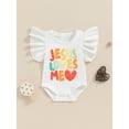 thumbnail image 2 of Bagilaanoe Newborn Baby Girl Boy Summer Rompers Letter Print Flying Sleeve Bodysuits 3M 6M 12M 18M Infant Casual One Piece Short Jumpsuit, 2 of 7