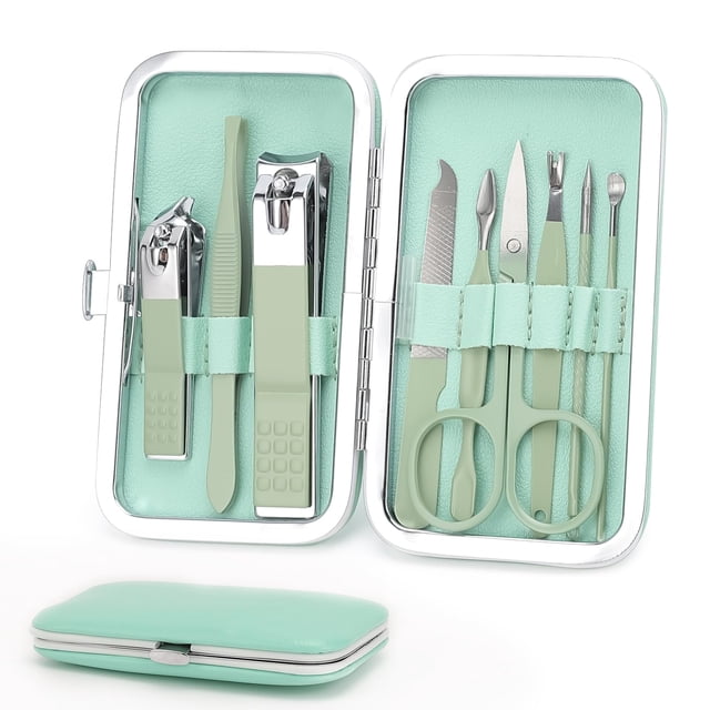 Juego de manicura Kit de cortaúñas para el cuidado personal, juego de pedicura de 9 piezas, kit de aseo, regalo para familiares, amigos, familias, padres, esposas, novias