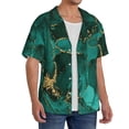 thumbnail image 2 of Gukieu Green Gold Glitter Print Men's Short-sleeved Shirts, Button-down Pocket Shirts, T-shirts, Beach Vacation Travel Summer Clothing-Large, 2 of 5