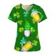 thumbnail image 3 of Día de San Patricio Mujer Cuello en V Casual Manga corta Impreso Bolsillos Señoras Tops Blusa Uniforme Pompotops hkajfhjk459846, 3 of 4