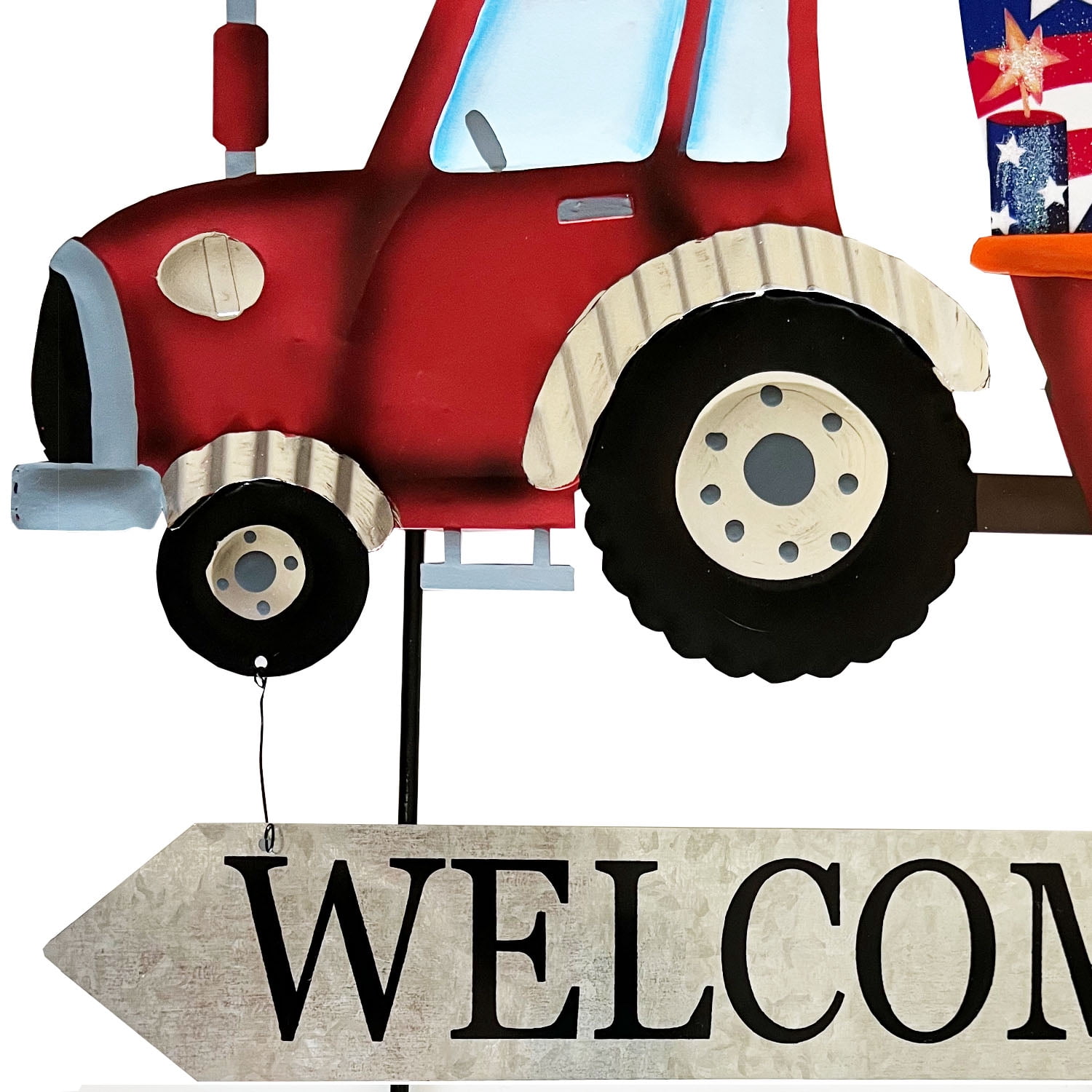Vintage Interchangeable Pick Up Truck Yard Stake with Seasonal Sign Loads ,Metal Truck Welcome Sign for Garden Decorations
