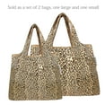thumbnail image 3 of Wrapables Large & Small Foldable Tote Nylon Reusable Grocery Bags, Set of 2, Leopard Print, 3 of 5