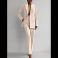 thumbnail image 2 of Conjuntos de Dos Piezas para Mujer: Blazer Cruzado y Pantalón Recto de Trabajo, Trajes de Negocios Elegantes e Informales Albaricoque XL, 2 of 3