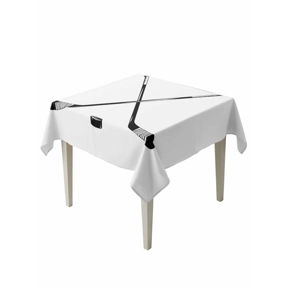 Ice Hockey Suqare Tablecloth - 60 x 60 Inch, Modern Minimalist Ball Sports Game Art Waterproof & StainResistant Tablecloth, Washable Oil-proof Table Cover for Dining/Party/Wedding/Camping/Buffet