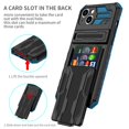 thumbnail image 2 of Cutyskin iPhone 14 Armor Case with Hidden Card Holder Detachable Wallet Cover, Built-in Kickstand, Camera Lens Protection, Tough Rugged Shockproof Phone Case for iPhone 14, Blue, 2 of 9