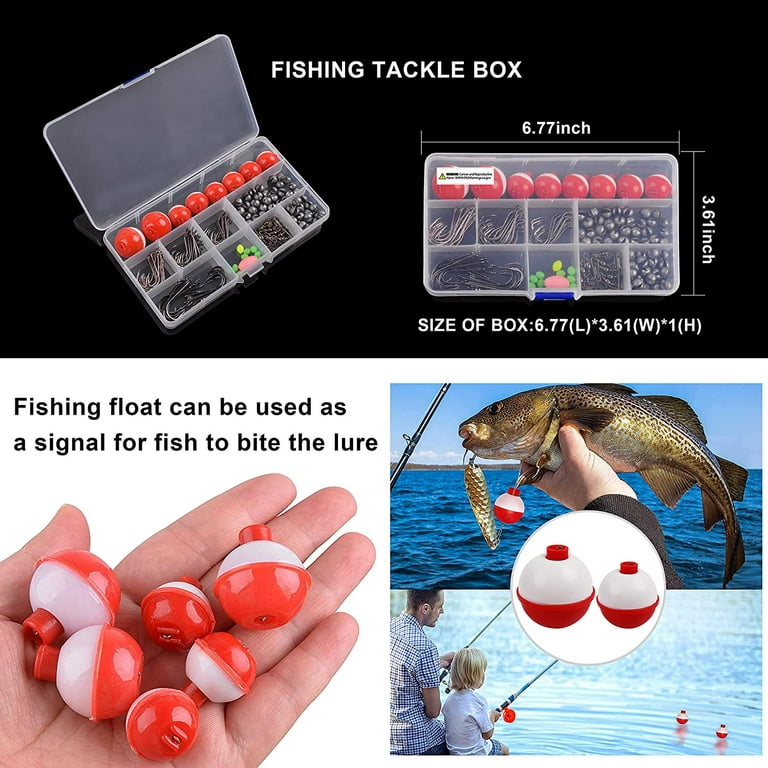Fishing Bobbers Tackle Kit, 160pcs Basic Fishing Bobbers Hooks