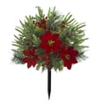 thumbnail image 5 of Uv Resistant Artificial Poinsettia Yard Stake, Realistic Christmas Floral Stake with Frosted Branches, Pine Cones and Berries, for Outdoor Garden and Indoor Tabletop Holiday Decor, 5 of 6