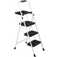 thumbnail image 3 of ZENSTYLE 3 Step Ladder Folding Step Stool Portable Metal Frame Ladder with Tool Tray Wide Non-Slip Pedal, White, 3 of 8
