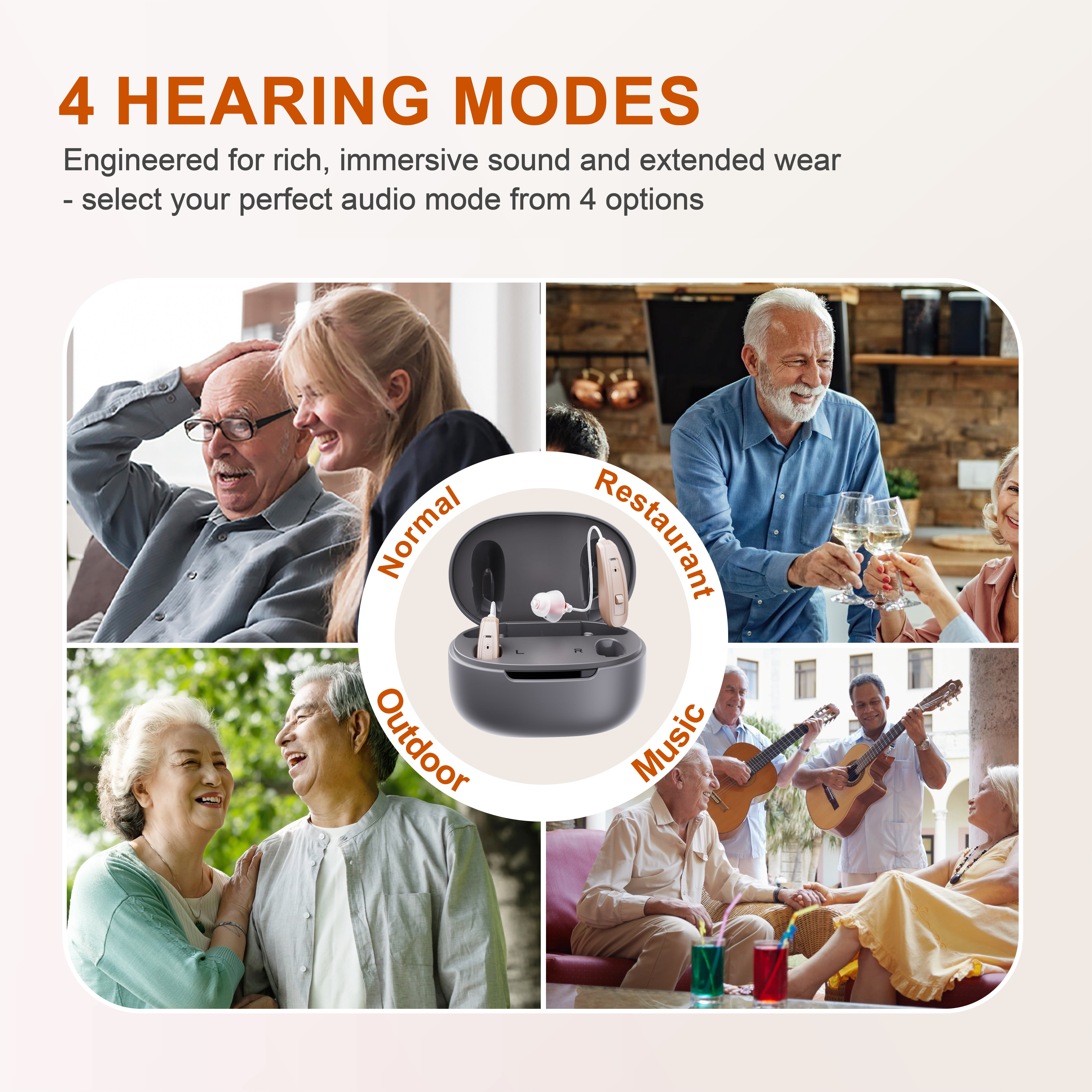 iadr Behind-The-Ear Hearing Aids for Seniors, Rechargeable Digital Hearing Devices with Multi-Channel Sound Processing for Superior Sound Quality, Over-The-Counter, Volume Control, Pair (skin)