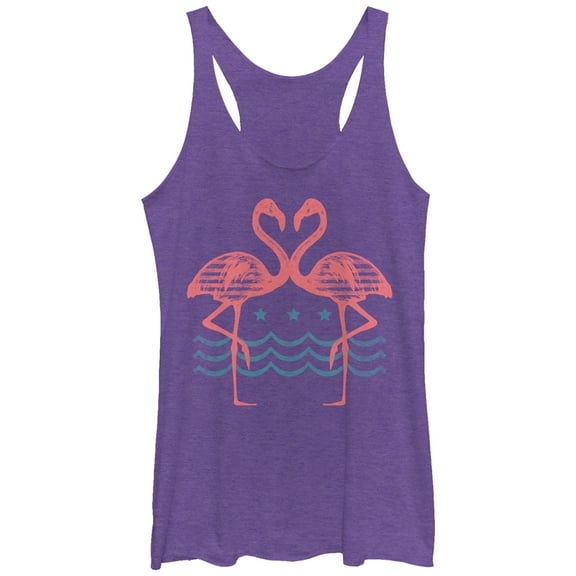 Women's Lost Gods Double Flamingos Racerback Tank Top Purple Heather Small