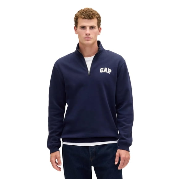 Tapiz polar GAP Heritage con cremallera en cuarto y cuello alto para hombre, color azul marino S