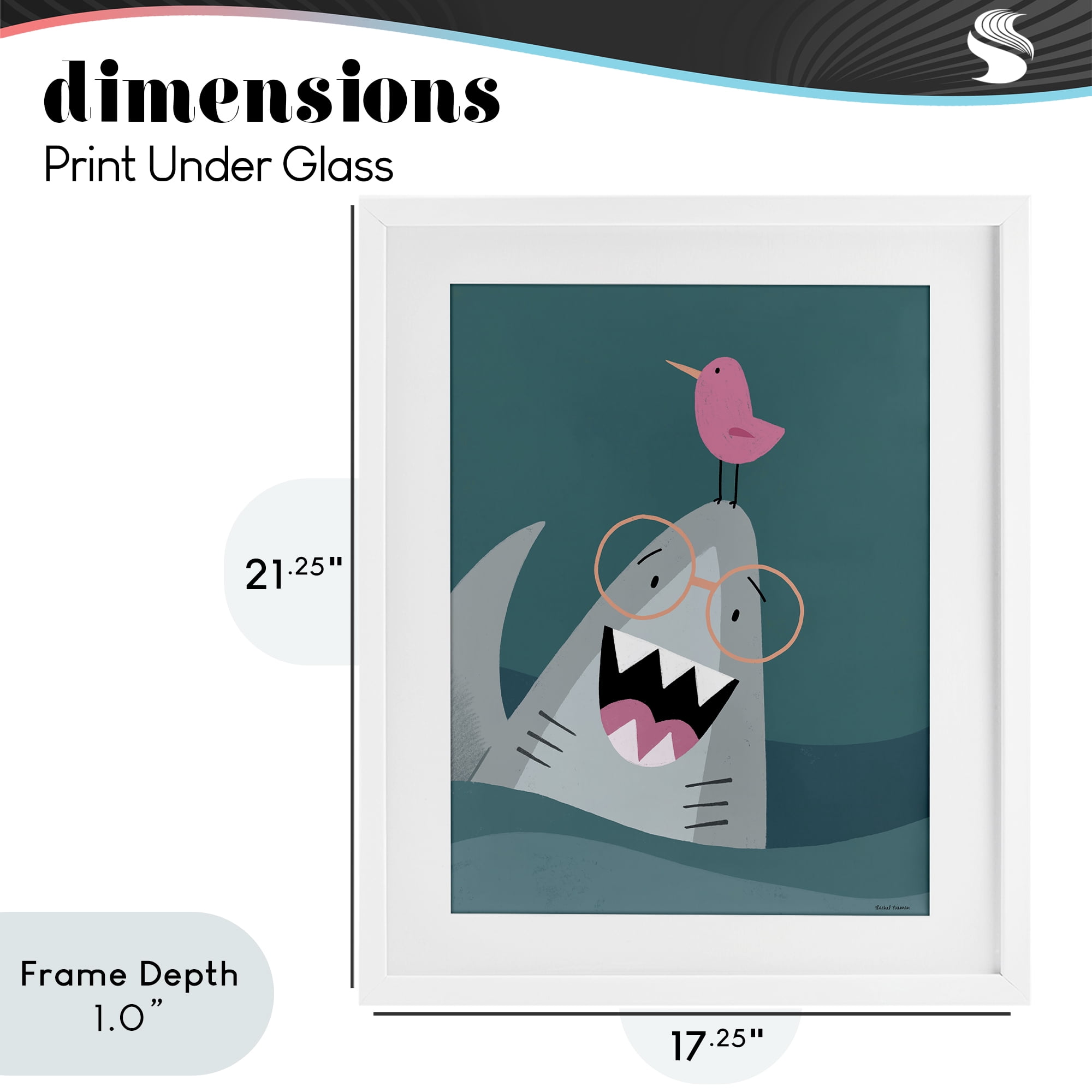 Stupell Industries The Friendliest Shark White Framed Print Under Glass, design by Rachel Nieman