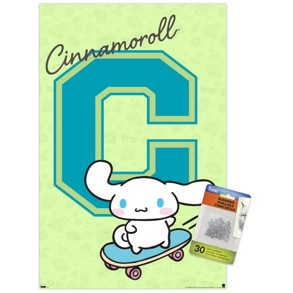 Hello Kitty and Friends: 24 College Letter - Cinnamoroll Wall Poster with Push Pins, 14.725" x 22.375"