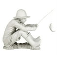 Design Toscano Gone Fishing Fisherman Boy Garden Statue, 17 Inch, Polyresin, Two Tone Stone
